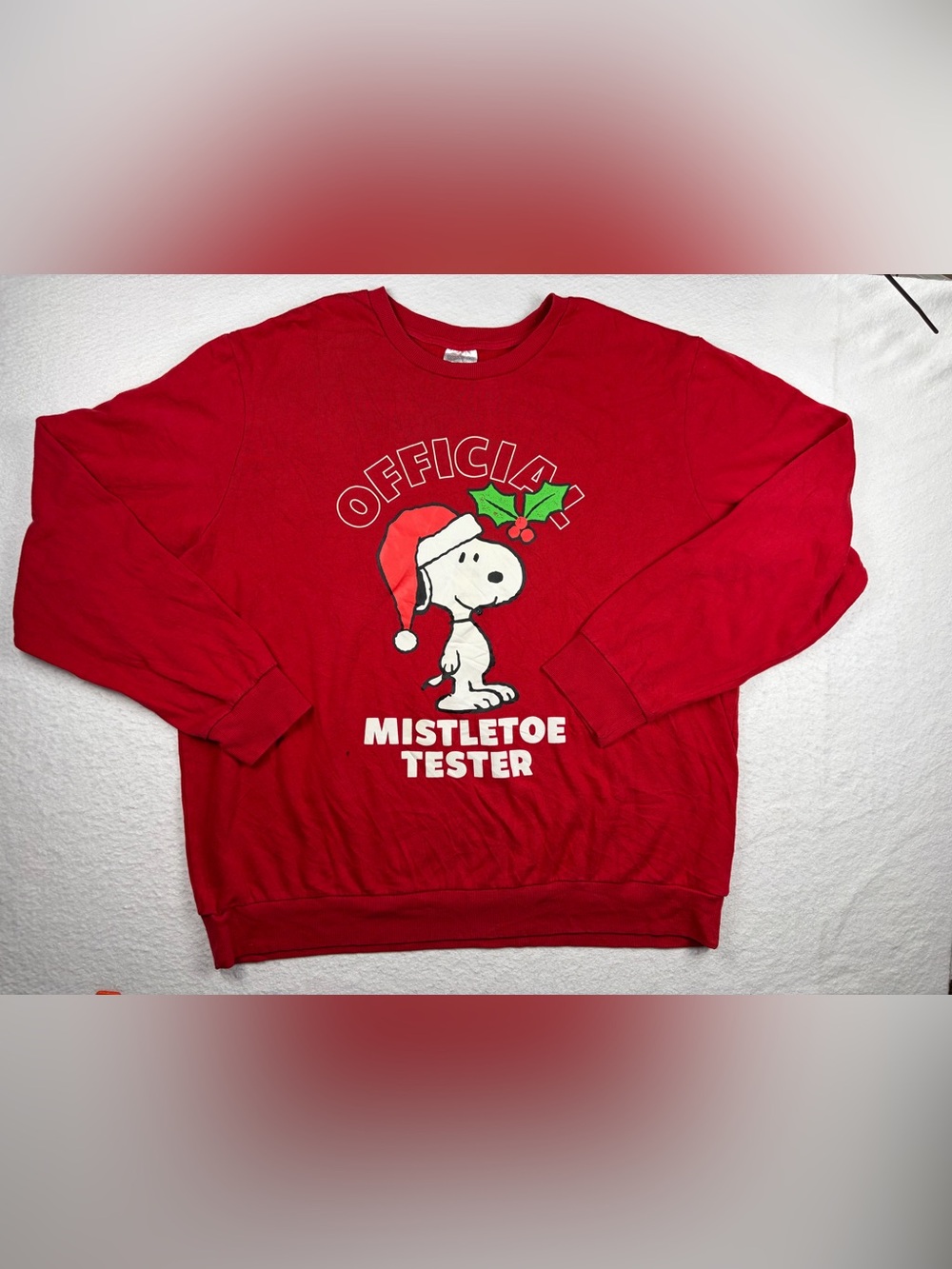 Peanuts Snoopy Official Mistletoe Tester Christmas Holiday Sweatshirt‎ Red 2XL